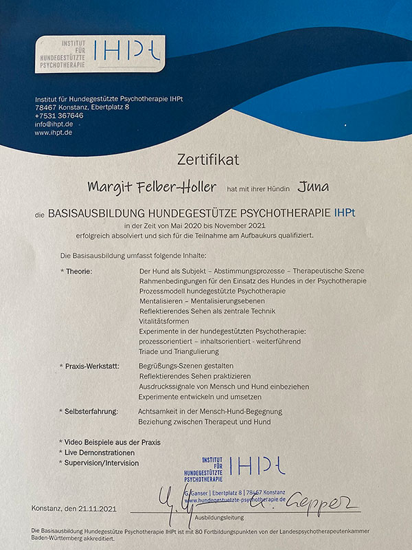 Hundegestützte Psychotherapie